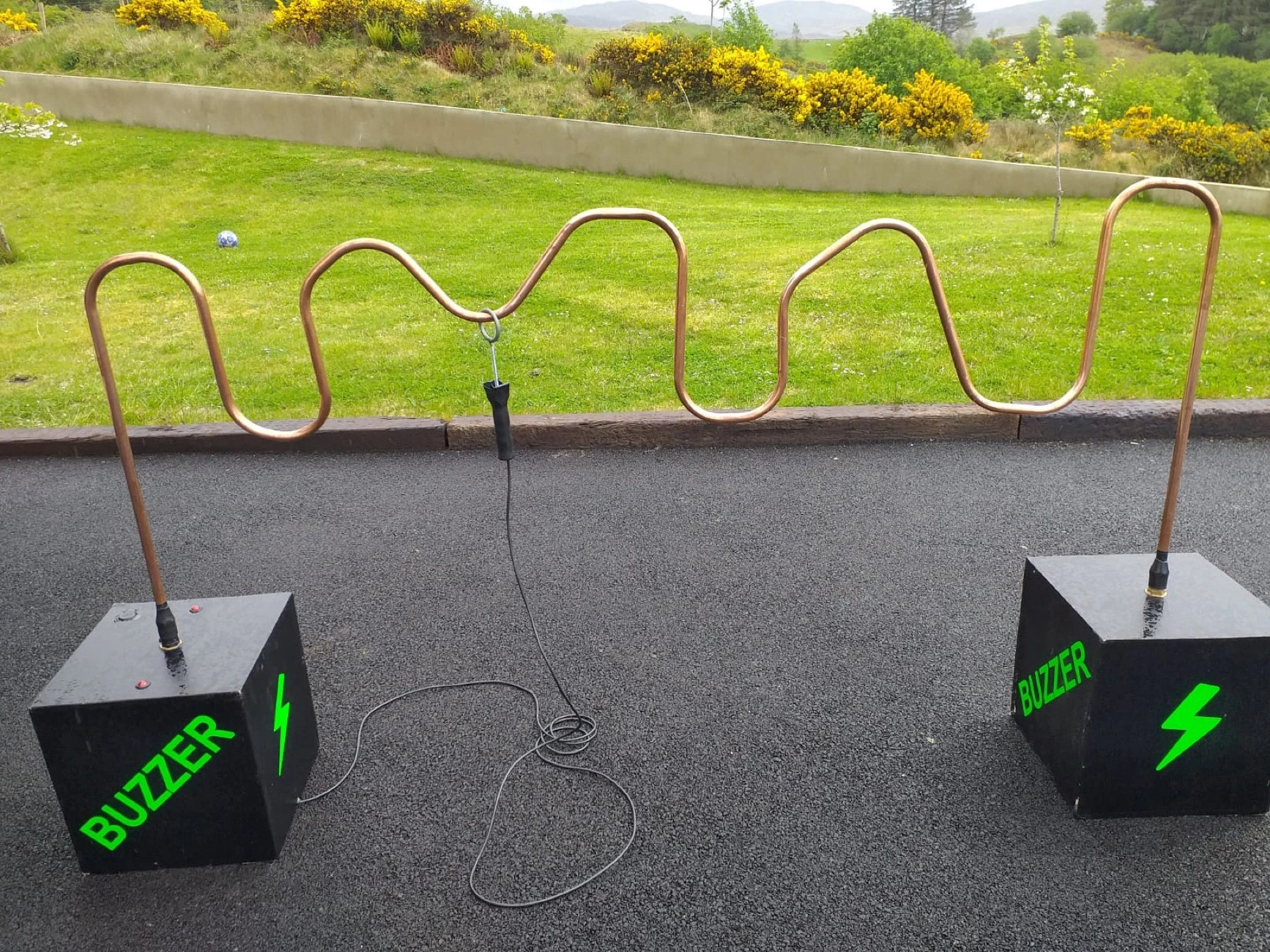 Crazy Vegas giant buzzer challenge photographed outdoors